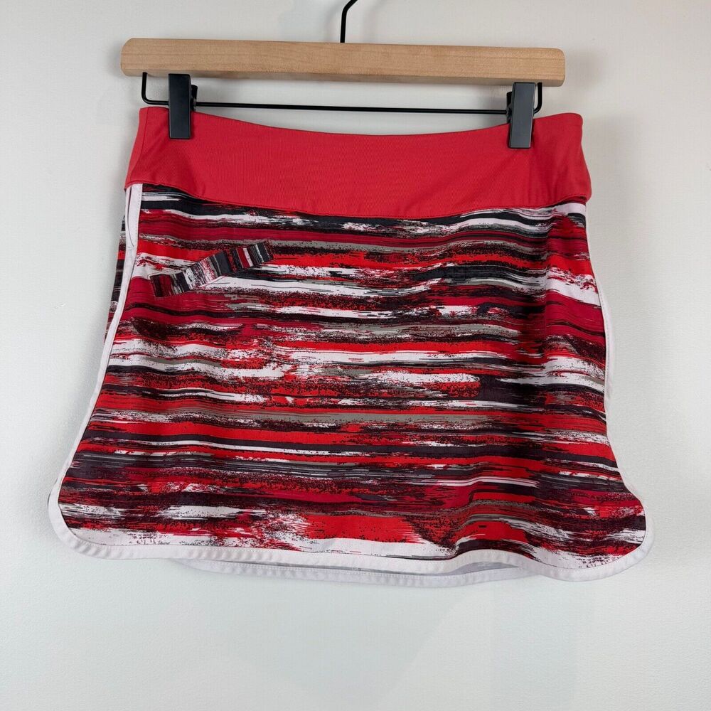 Athleta Red, White & Black Striped Athletic Skort